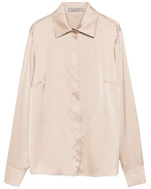 D.exterior Classic-Collar Satin Shirt - Natural