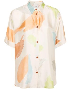 Alysi Abstract-Print Silk Shirt - White