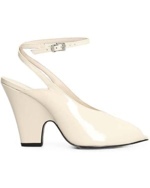 SCHUTZ SHOES Patent Leather Open-Toe Pumps - White
