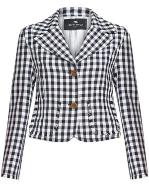 Etro Gingham-Check Short Jacket - Black