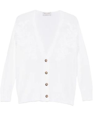 ERMANNO FIRENZE Cardigan Mit Blumenstickerei - Weiß