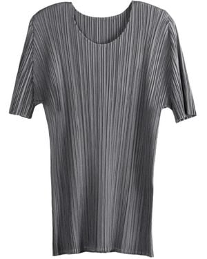 Pleats Please Issey Miyake Haut Plissé À Manches Courtes - Gris
