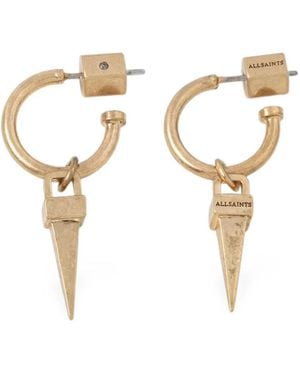 AllSaints Spike-Pendant Metal Hoop Earrings - White