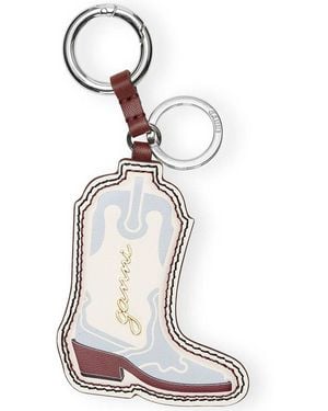 Ganni Western Boot Keyring - White