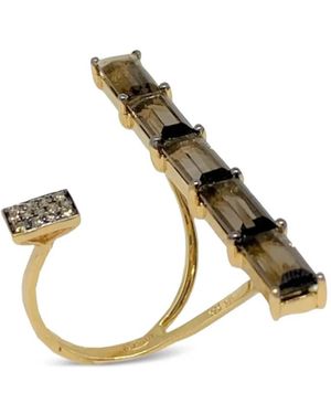 Stefere 18K Diamond And Quartz Ring - Metallic