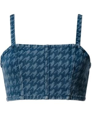 Perfect Moment Houndstooth Denim Bralette - Blue