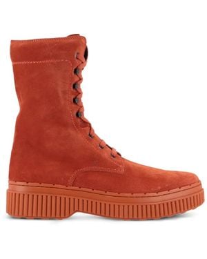 Tod's Baskets En Daim À Lacets - Red