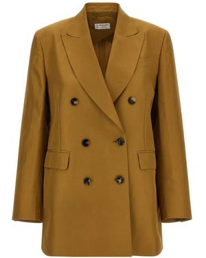Alberto Biani Double-Breasted Peak Lapels Blazer - Natural