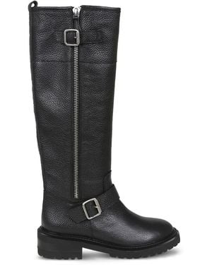 Via Roma 15 Leren Laarzen Met Rits En Gesp - Zwart