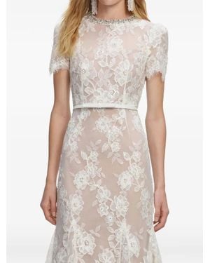 Self-Portrait Floral Lace Midi Dress - White
