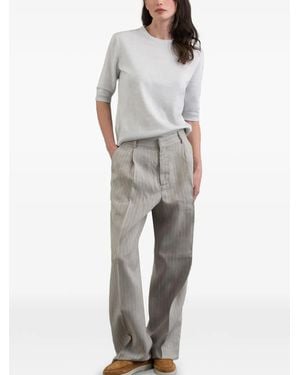 Moorer Arlette Short-Sleeve Jumper - Grey