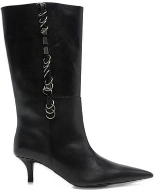 Patrizia Pepe Ring-Embellished Pointed-Toe Boots - Black
