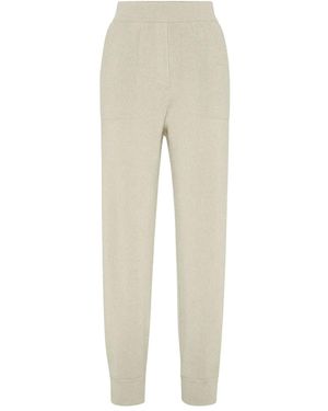 Brunello Cucinelli Ribbed-Knitted Joggers - Natural