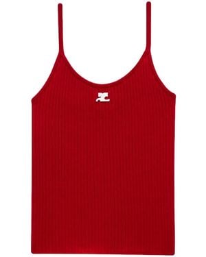 Courreges Haut Reedition En Maille Nervurée - Rouge