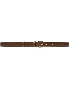 12 STOREEZ Square-Buckle Leather Belt - White