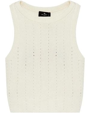 Etro Punched-Detail Crop Top - Natural