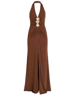 Cinq À Sept Kessan Neckholder-Maxikleid Mit Blumenverzierung - Braun