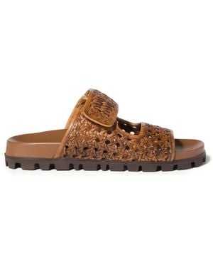 Miu Miu Woven Lug-Sole Sandals - Brown