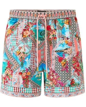 CAMILLA Floral-Print Swim Shorts - White
