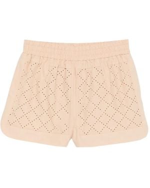 Fendi Argyle Perforated Shorts - Natural