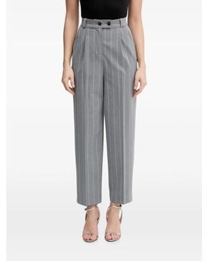 Benetton Pantalon Court À Fines Rayures - Gray