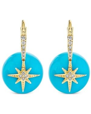 Sydney Evan 14K Starburst Diamond Earrings - Blue