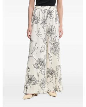 GAUDI Floral-Print Palazzo Trousers - Natural