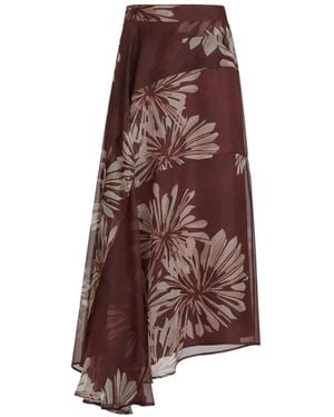 Brunello Cucinelli Bloom Printed Skirt - Brown