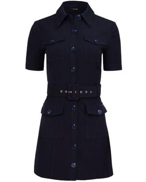 Toccin Lydia Belted Snap-Front Dress - Blue