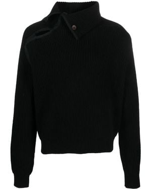Jacquemus Asymmetrischer Strickpullover - Schwarz
