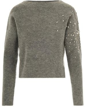 Liu Jo Embellished Ribbed Jumper - Grey