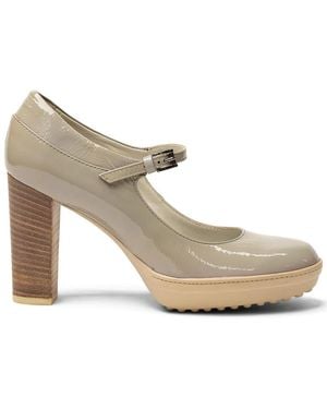 Tod's Block-Heel Buckle-Strap Heeled Court Shoes - White