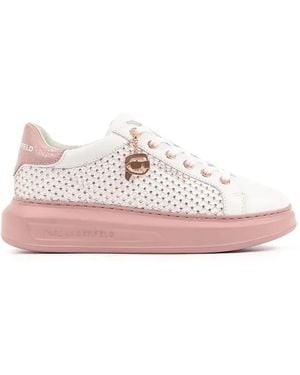 KARL LAGERFELD Crystal-Embellished Leather Trainers - Pink