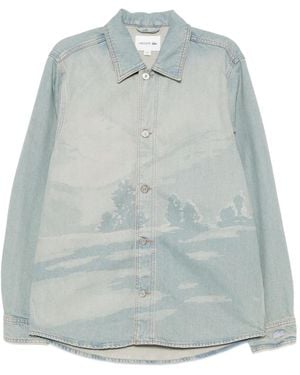 Lacoste Landscape-Motif Denim Shirt Jacket - Blue
