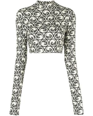 Off-White c/o Virgil Abloh Moon-Print Cropped Top - Black