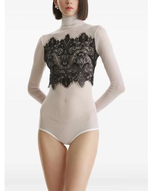 2310 STUDIO Lace-Panelled Sheer Bodysuit - Grey