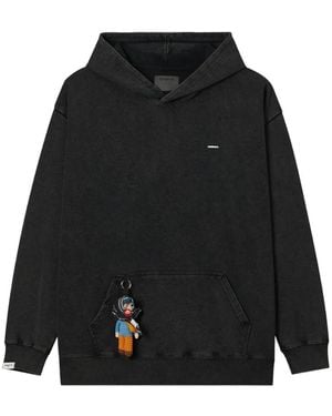 Musium Div. Acid-Wash Logo-Embossed Hoodie - Black
