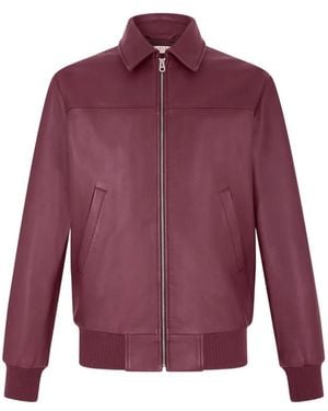 Fursac Zip-Up Leather Jacket - Red