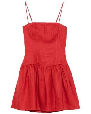 Faithfull the Brand Uma Smocked-Waist Mini Dress - Red