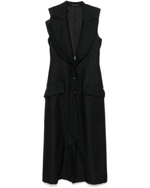 Yohji Yamamoto プランジングネック ドレス - ブラック
