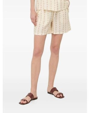 Notes Du Nord Floral-Print Ruffled Shorts - Natural