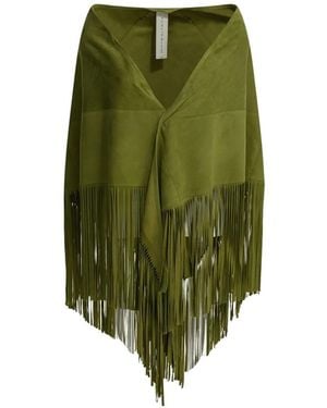 FURLING BY GIANI Fringe-Trimmed Suede Scarf - Green
