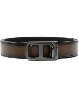 Tod's Logo-Buckle Leather Belt - Black
