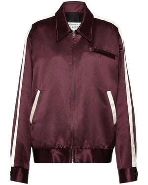 Maison Margiela Stripe-Detail Satin Bomber Jacket - Purple