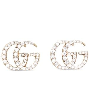 Gucci Pendientes Gg Marmont Con Detalles De Cristal - Blanco