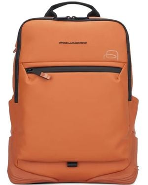 Piquadro Logo-Detail Zip-Fastening Backpack - Orange