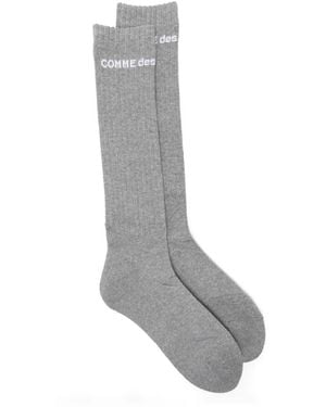 Comme des Garçons Calcetines De Canalé Con Detalle De Logo - Gris
