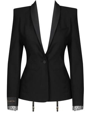 Maison Close Satin-Trim Tailored Blazer - Black