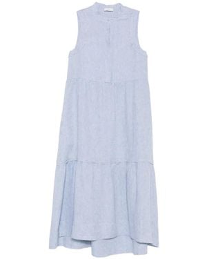 Peserico Robe Mi-Longue Sans Manches À Volants Superposés - Blue