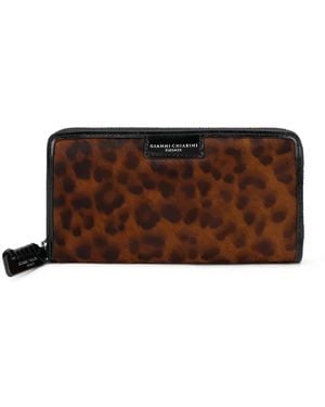 Gianni Chiarini Leopard-Print Zip-Around Wallet - Brown